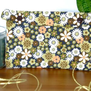 Pochette molletonnée petit format kaki et marron