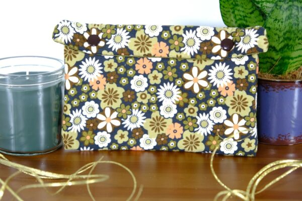 Pochette molletonnée petit format kaki et marron