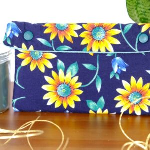 Pochette molletonnée petit format marine et fleurs