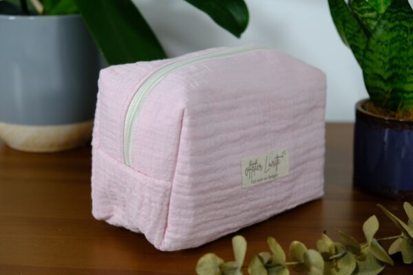 Trousse de toilette petit format rose pâle – Image 2