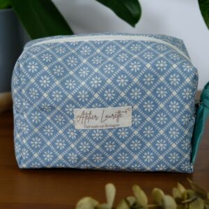 Trousse de toilette petit format Bleu à motifs losange