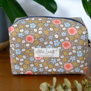 Trousse de toilette petit format à Fleurs roses