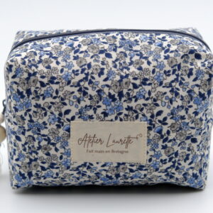 Trousse de toilette petit format Bleue à fleurs