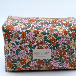 Trousse grand format à fleurs terracotta
