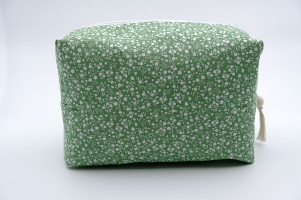 Trousse grand format verte à fleurs blanches – Image 4