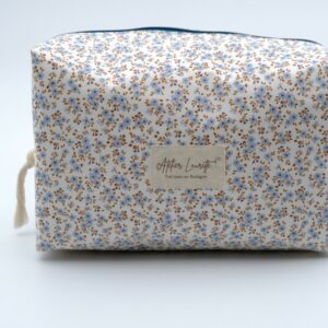 Trousse de toilette imperméable à fleurs bleues