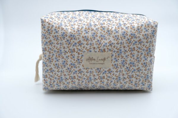 Trousse de toilette imperméable à fleurs bleues