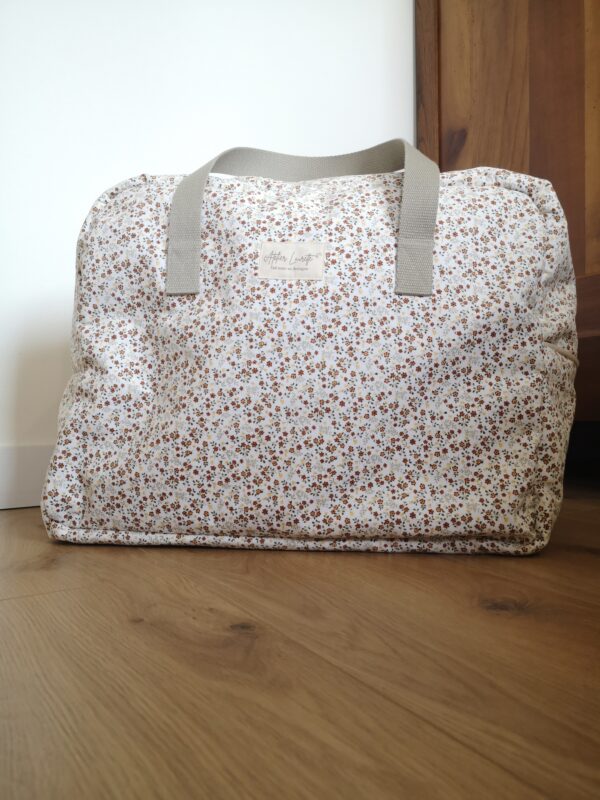 Sac week-end velours blanc à fleurs