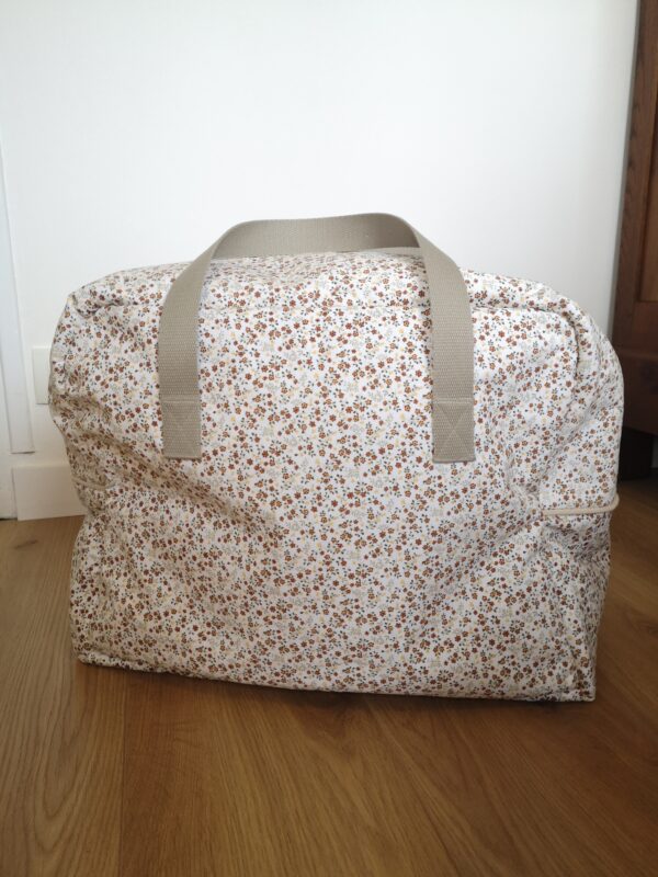 Sac week-end velours blanc à fleurs – Image 3