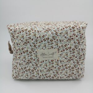 Trousse grand format velours Blanc à Fleurs