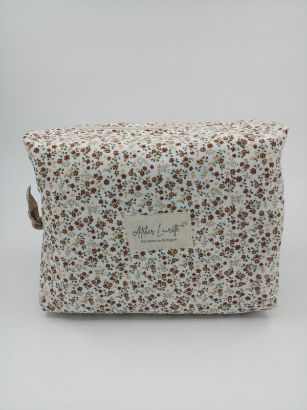 Trousse grand format velours Blanc à Fleurs
