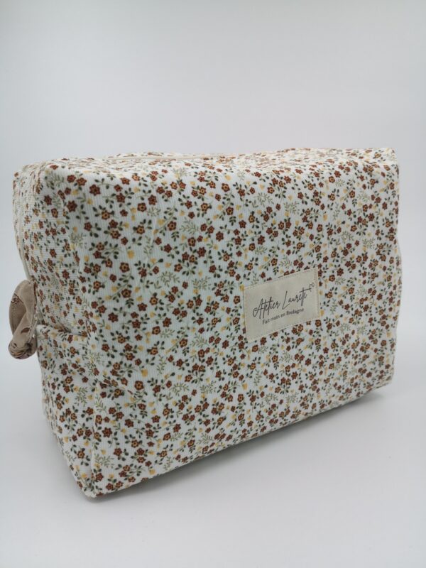 Trousse grand format velours Blanc à Fleurs – Image 3