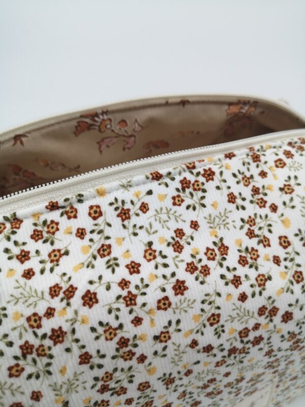 Trousse grand format velours Blanc à Fleurs – Image 4
